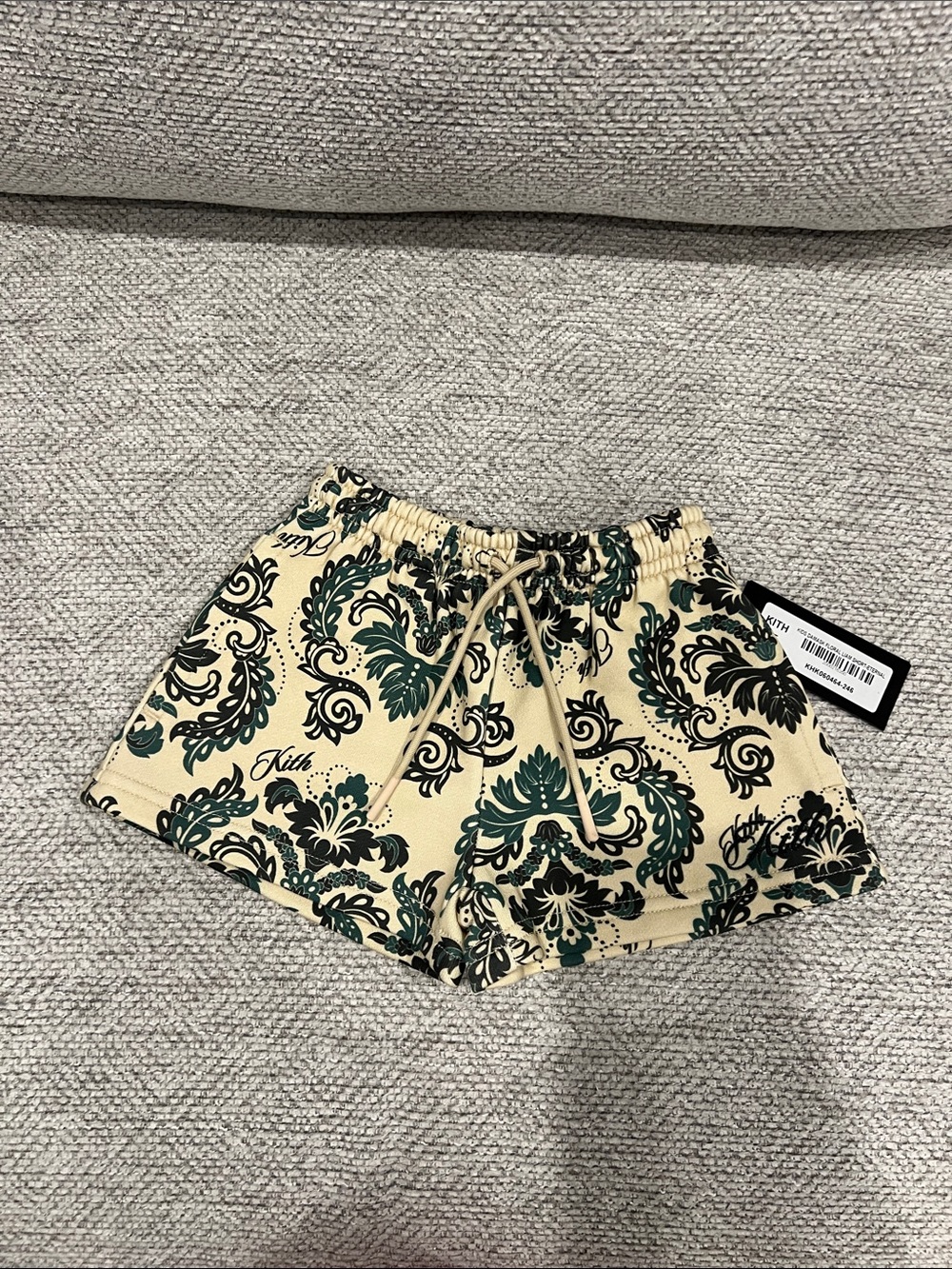 Kith Women's Paisley Drawstring Athletic Shorts - Cream & Green